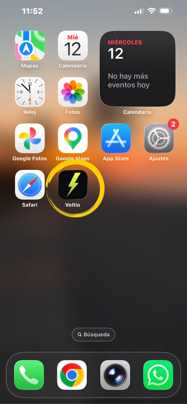 Icono de Voltio en la pantalla de inicio